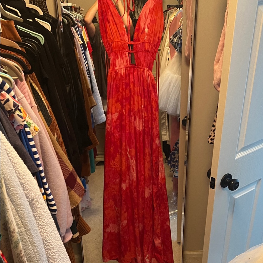 Boohoo Vibrant Red Maxi Dress